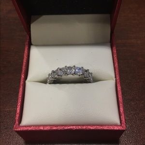 Cubic Zirconia Princess Cut Eternity Band Ring
